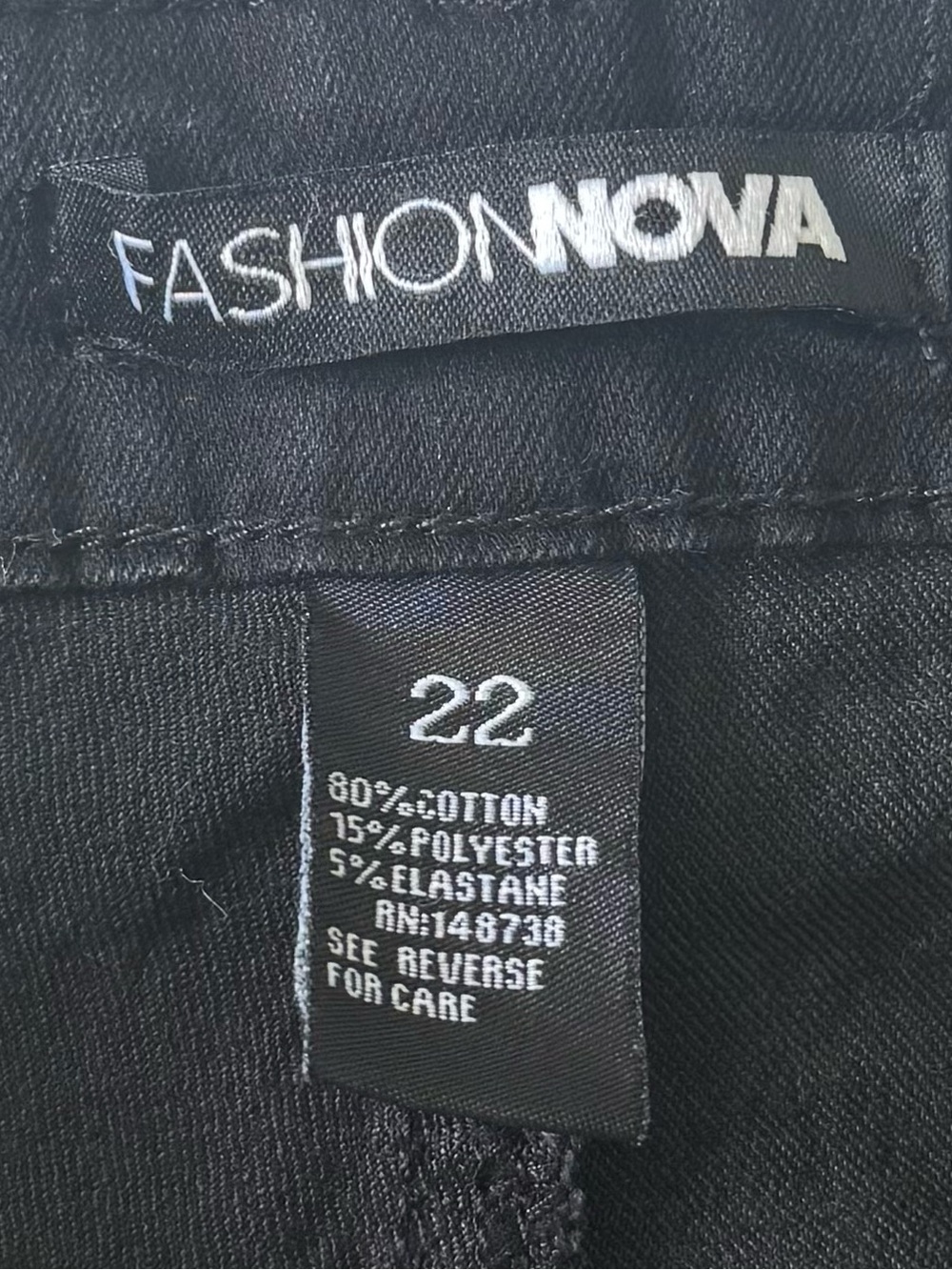 Fashion Nova Curve High Rise Denim Booty Lifting Black Ripped Skinny Jeans Sz 22 - Picture 11 of 12